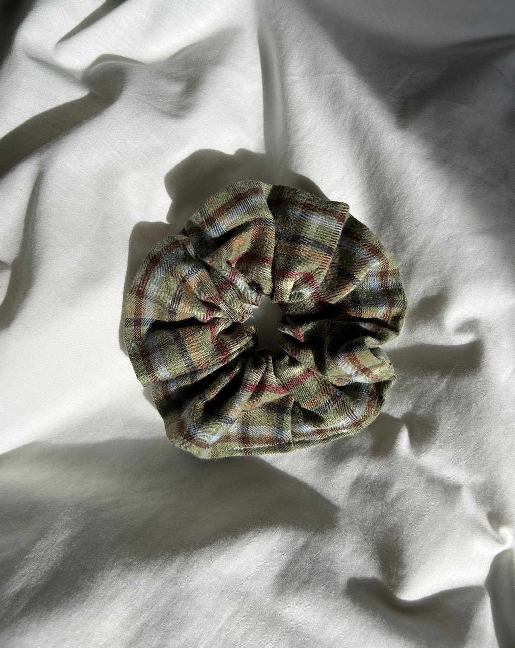 Green blue and red scrunchie