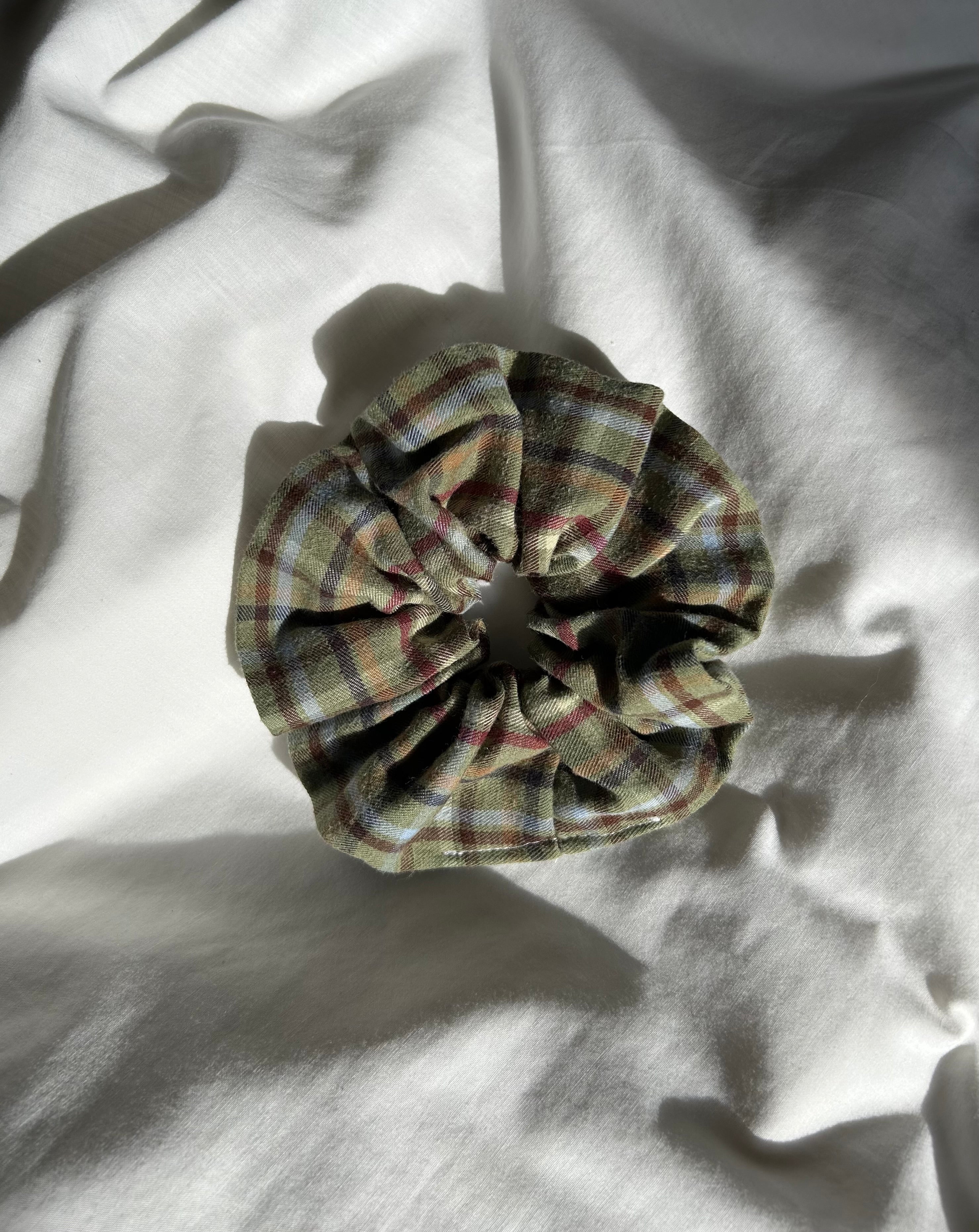 Green blue and red scrunchie