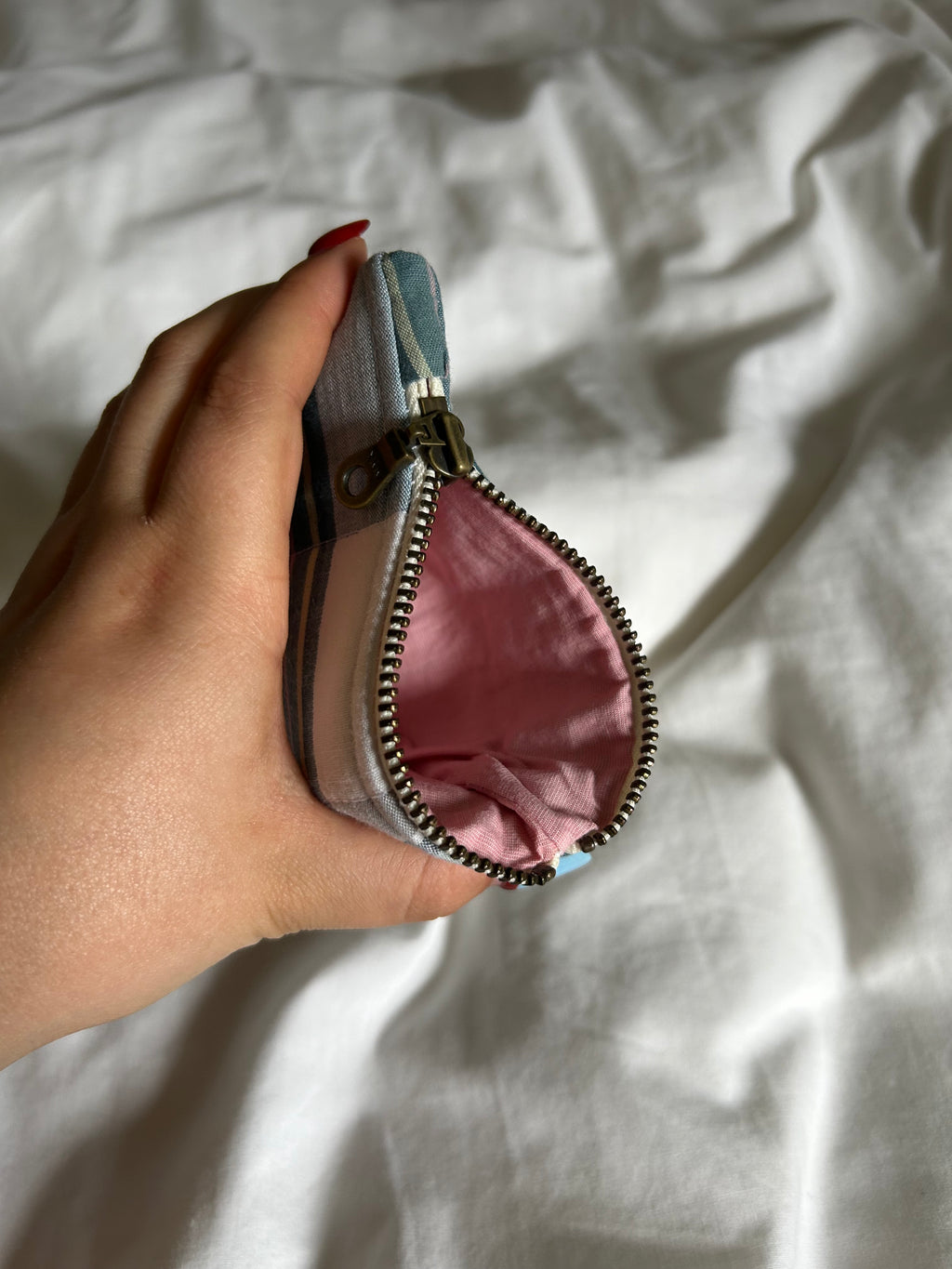 Turquoise and pink coin purse