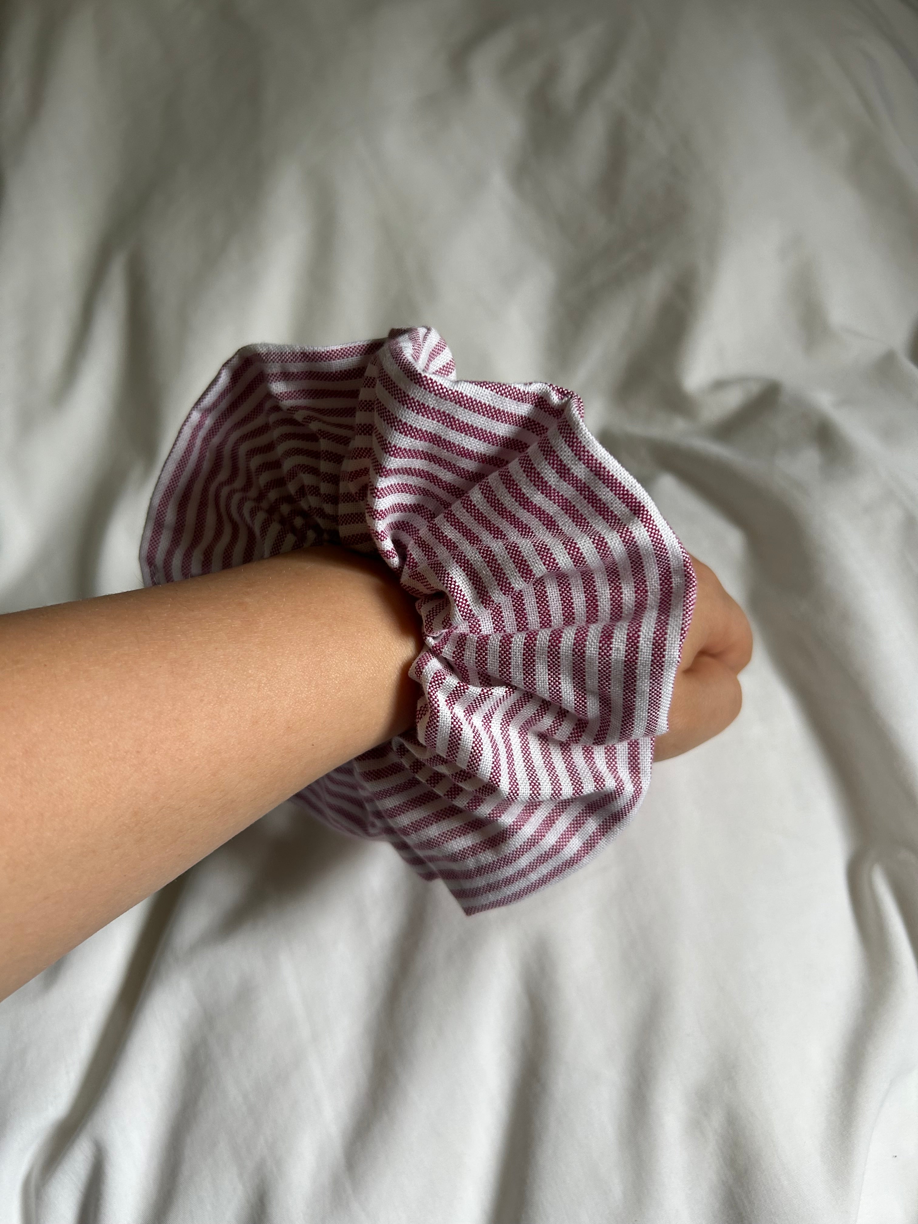 Red and white striped scrunchie