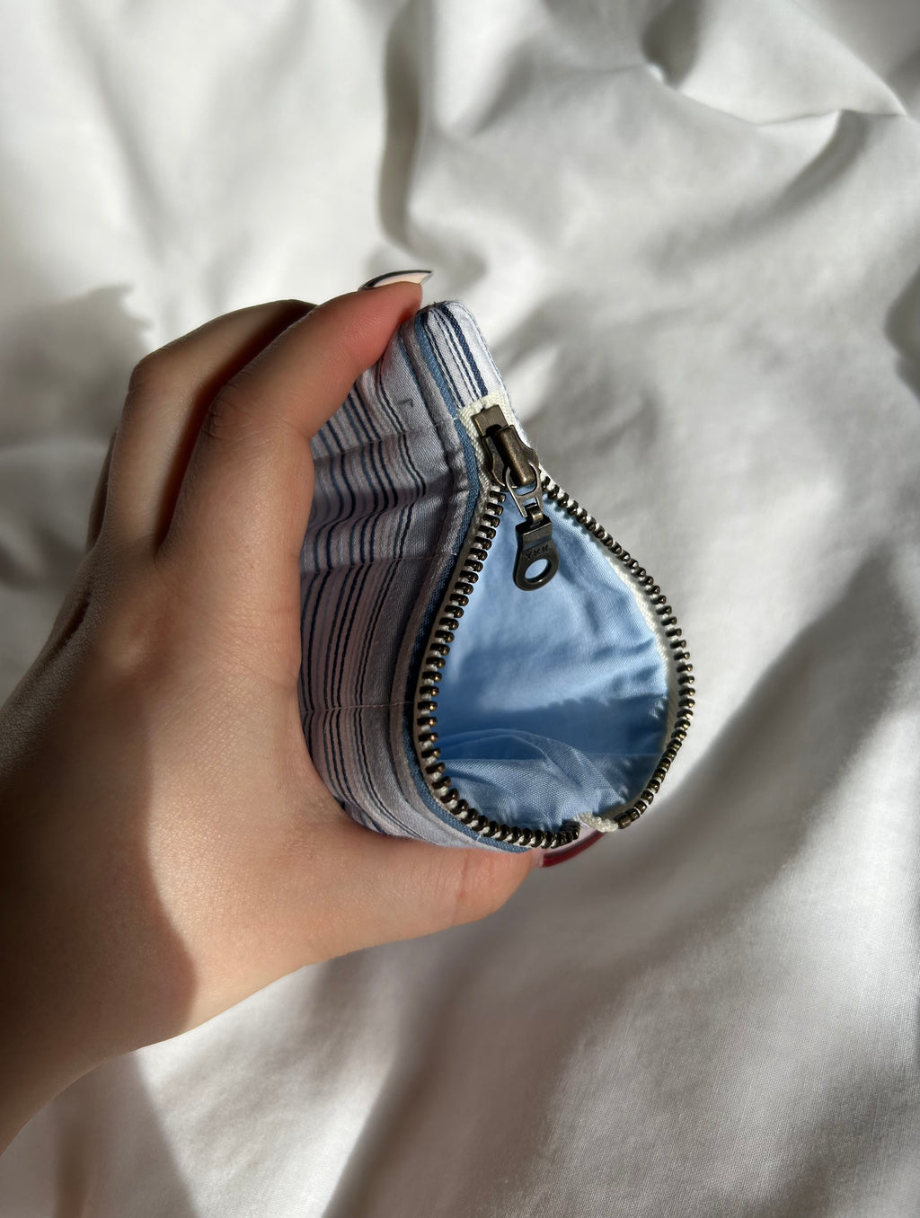 Blue striped coin purse