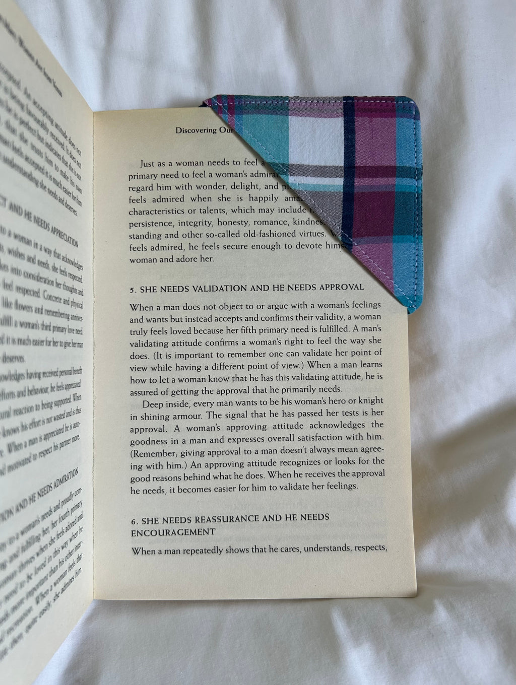 Blue and pink corner bookmark