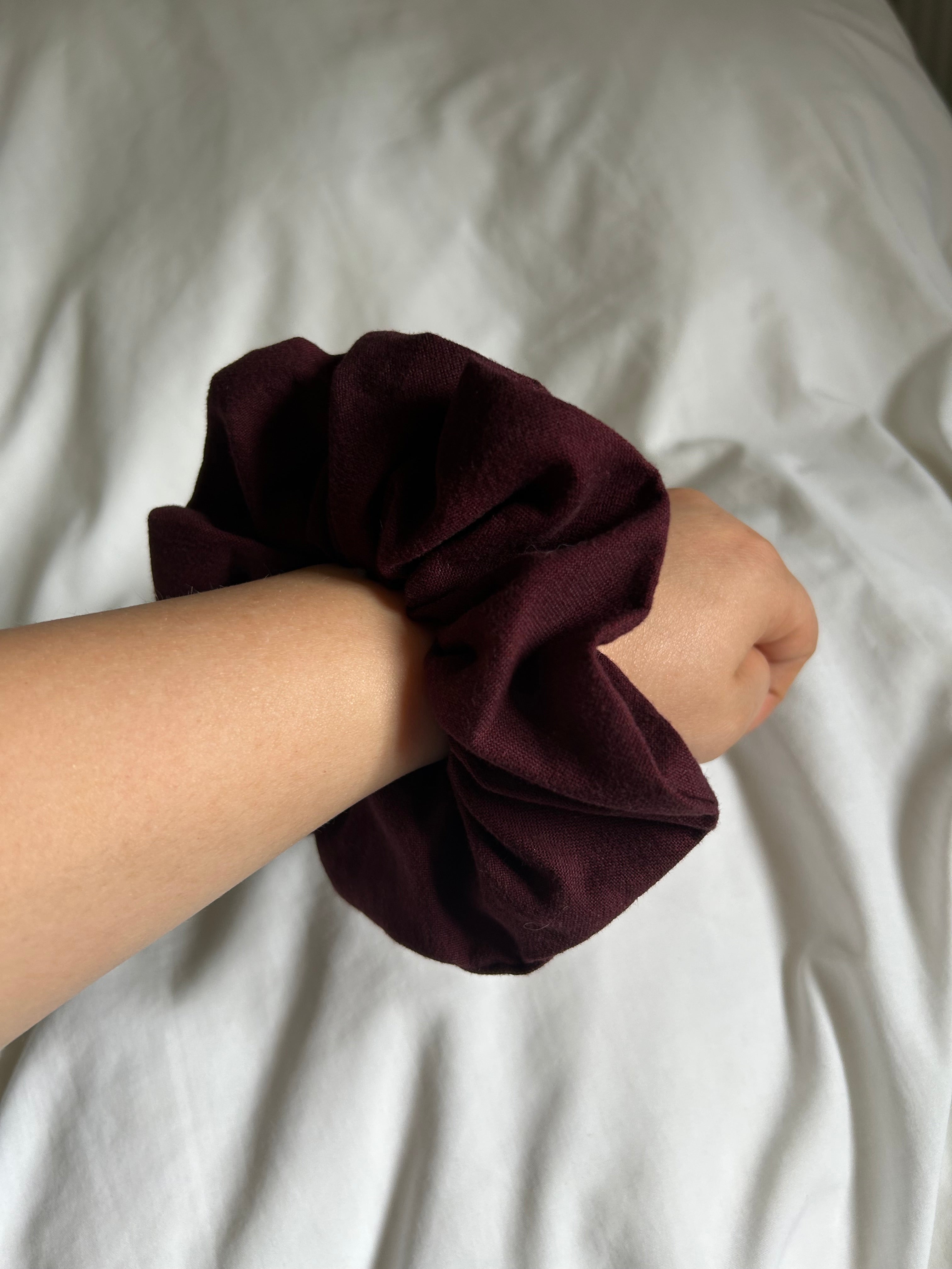 Plain dark red scrunchie