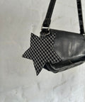 Black and white checkered star keyring