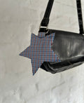 Blue and red checkered star keyring