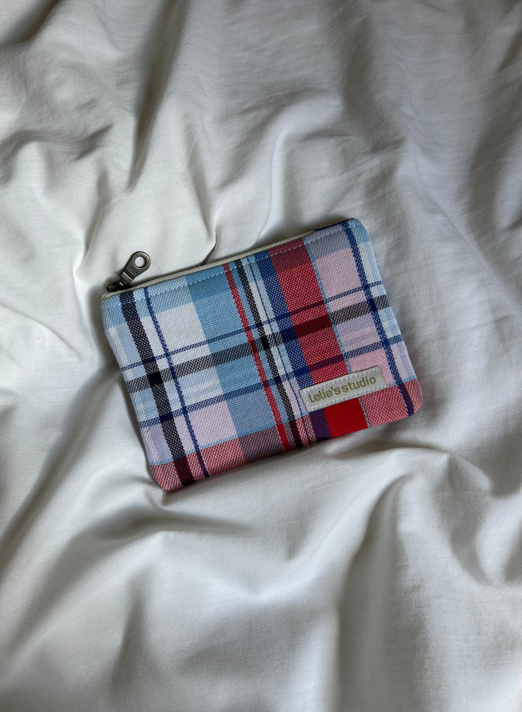 Red, pink and blue coin purse