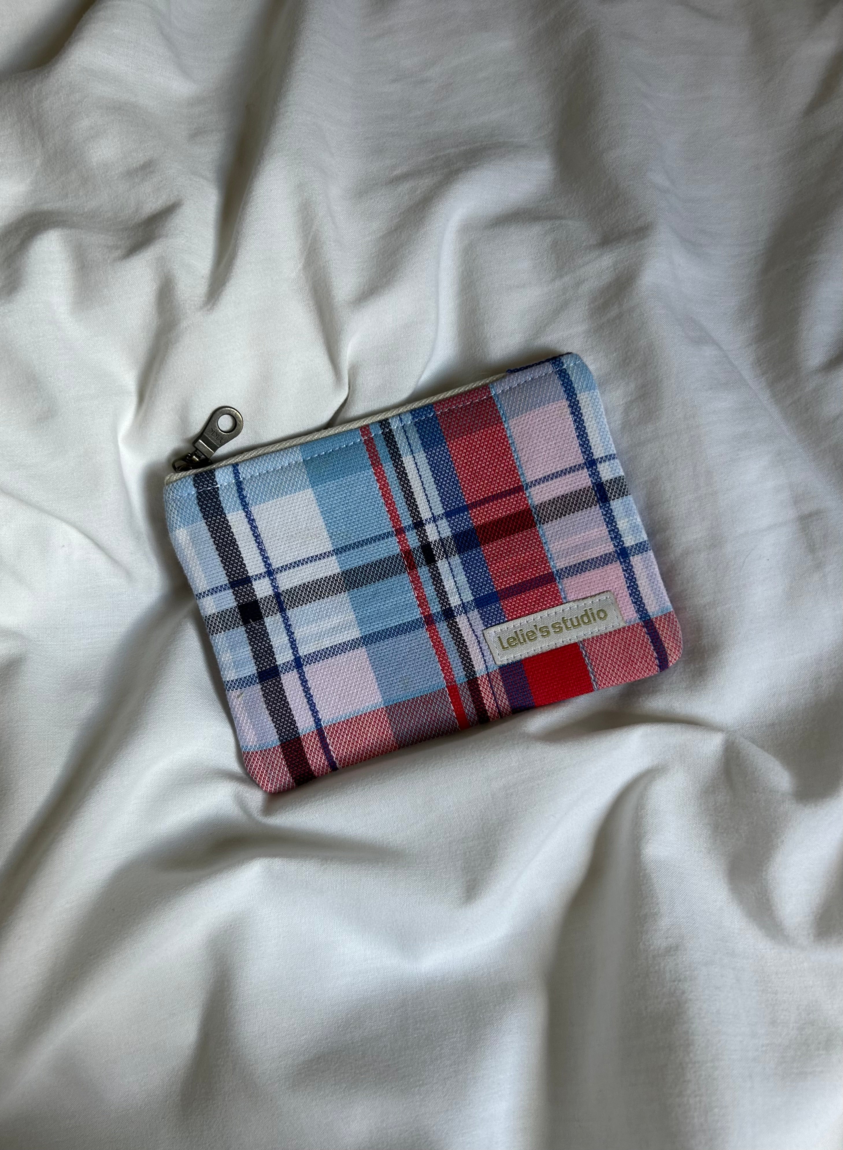 Red, pink and blue coin purse