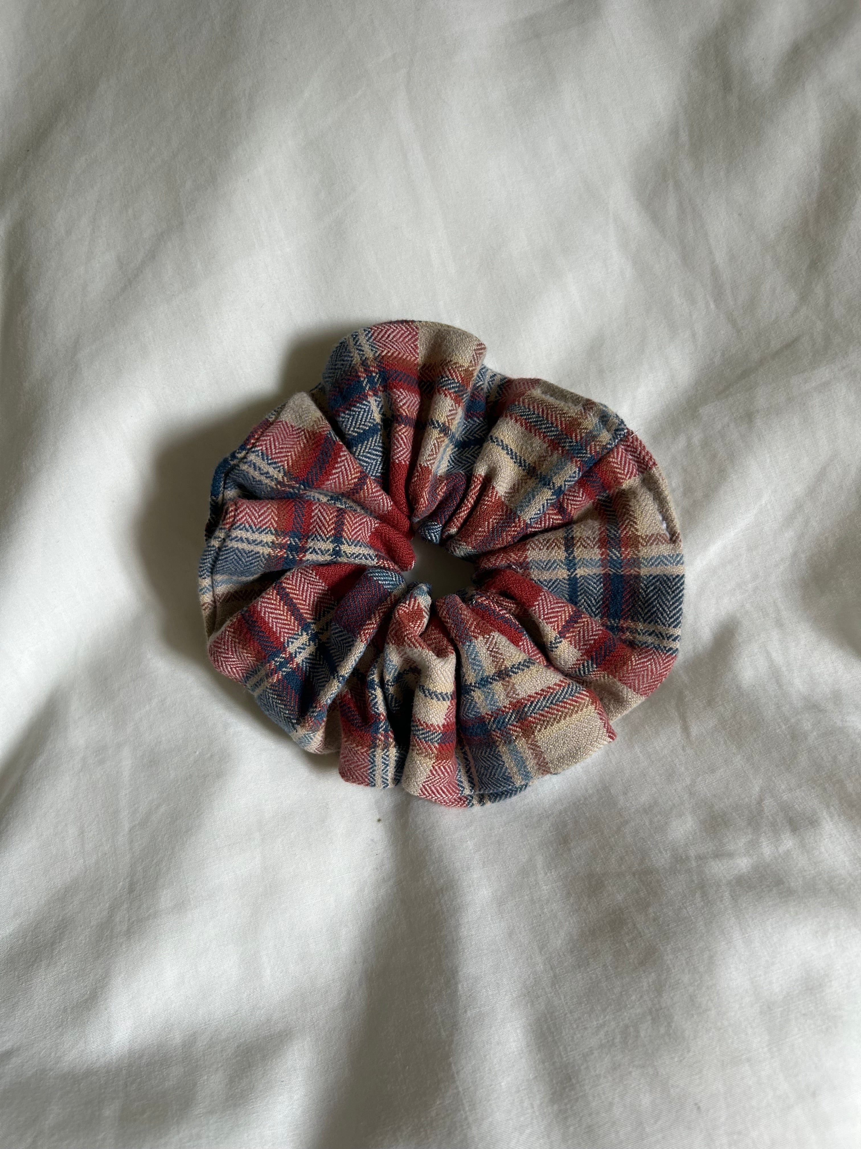Red and blue plaid scrunchie