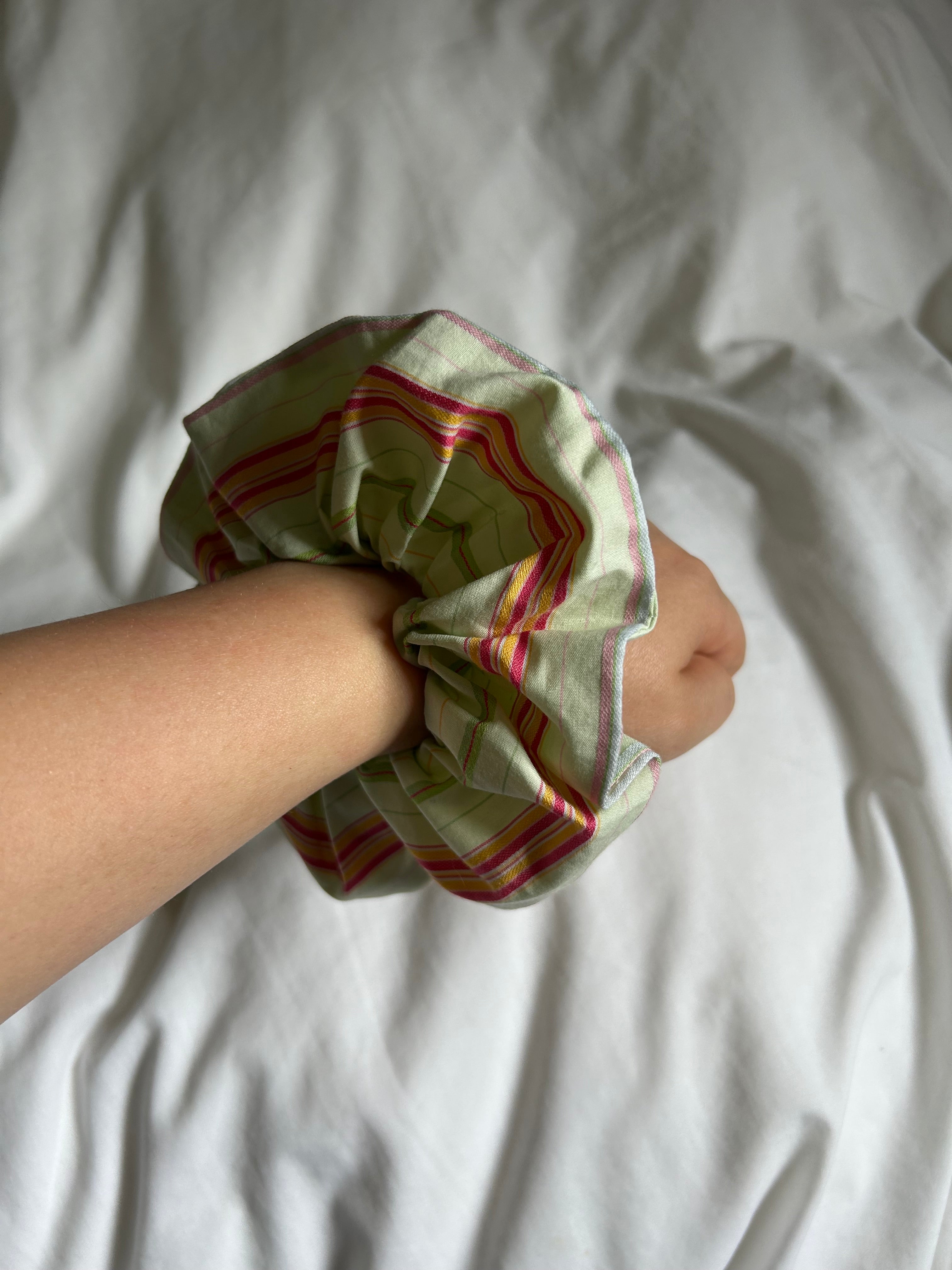Green striped scrunchie