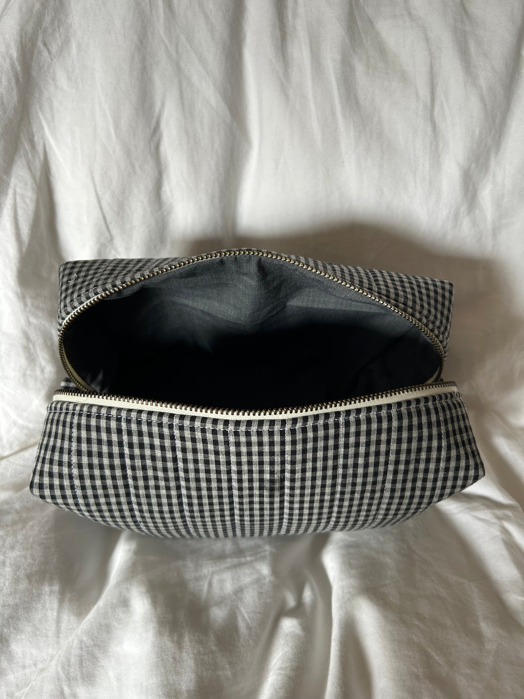 Black and grey makeup bag