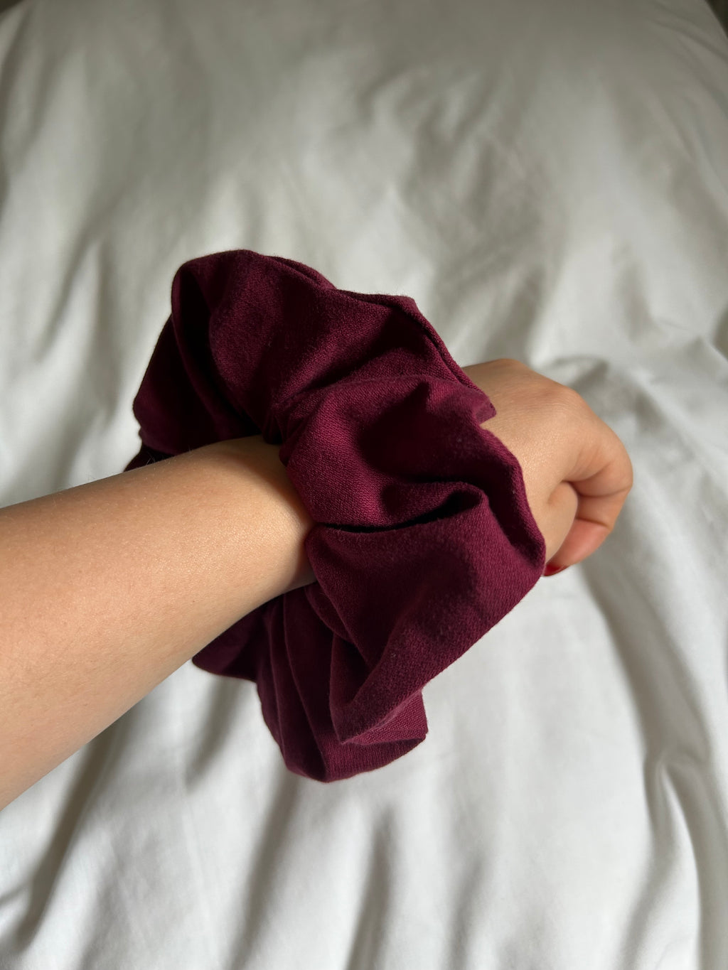 Plain red scrunchie