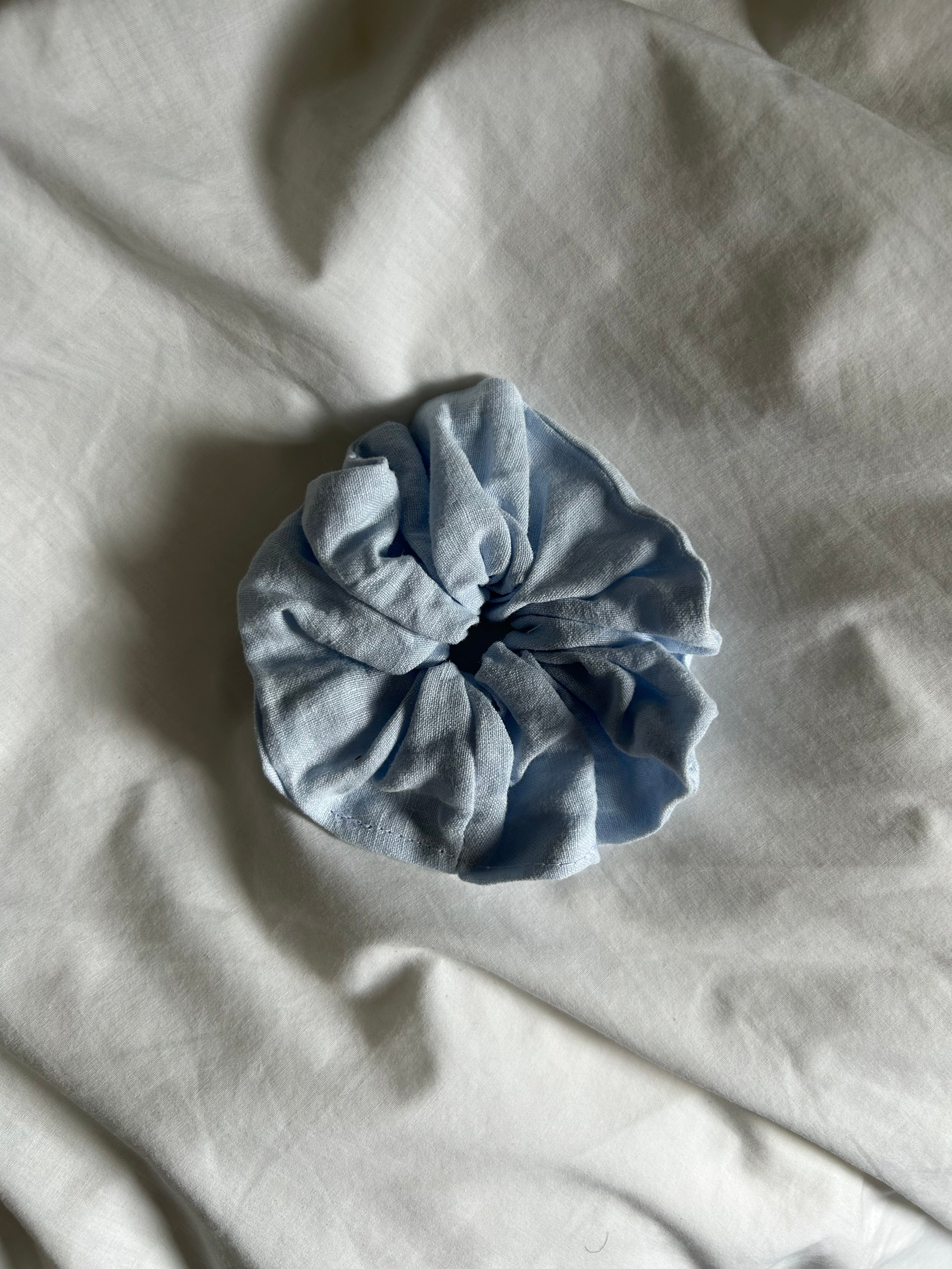 Plain light blue scrunchie