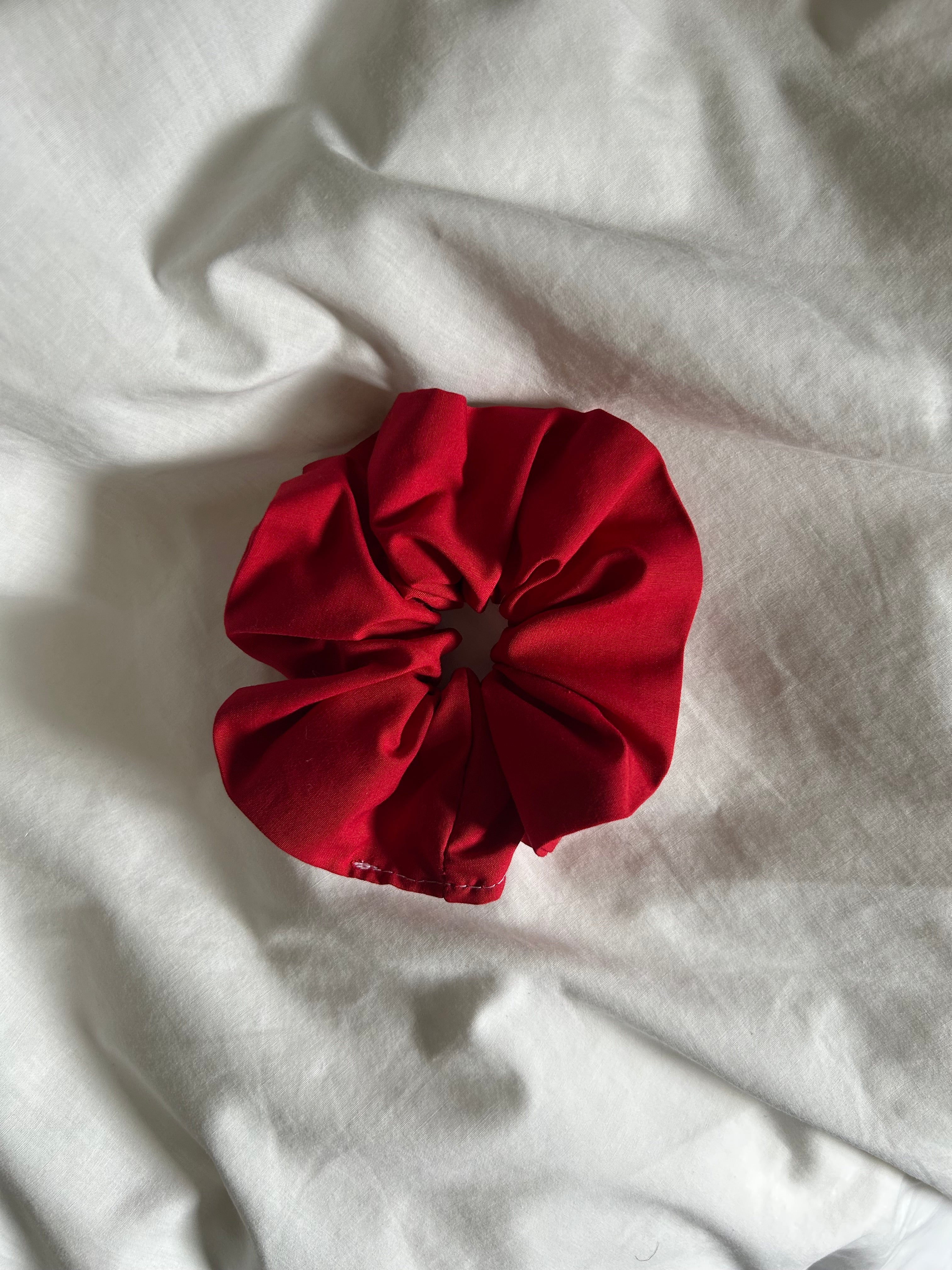 Plain bright red scrunchie