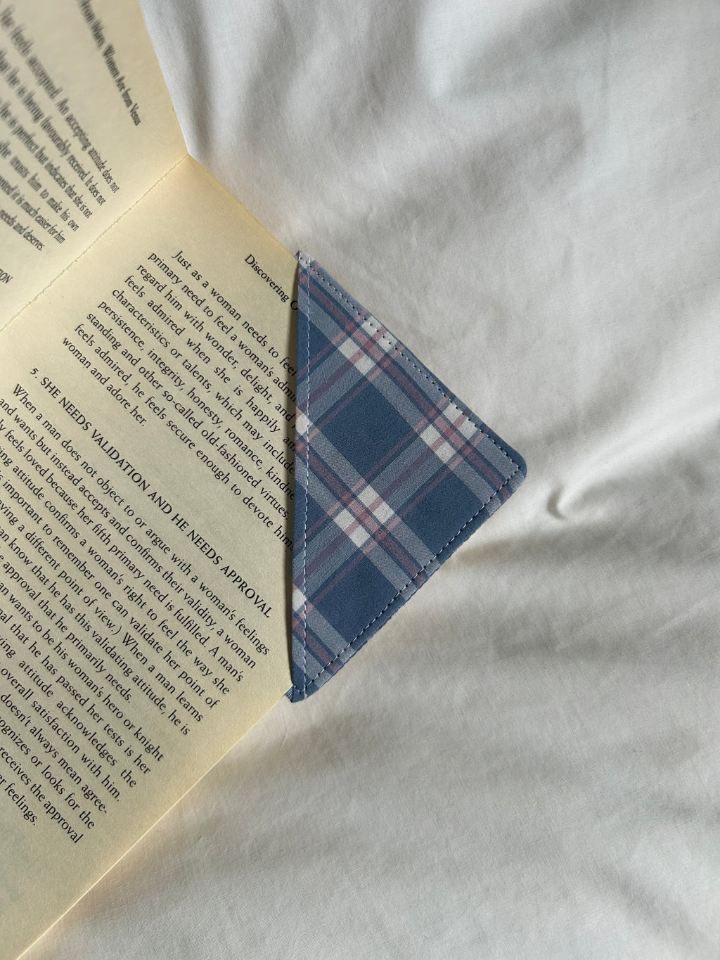 Blue white and pink corner bookmark