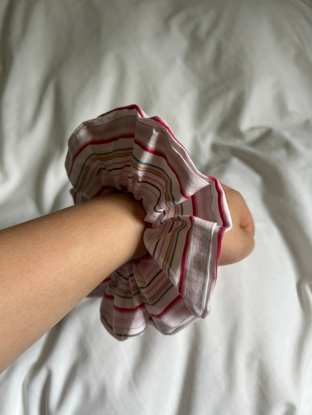 Pink striped scrunchie