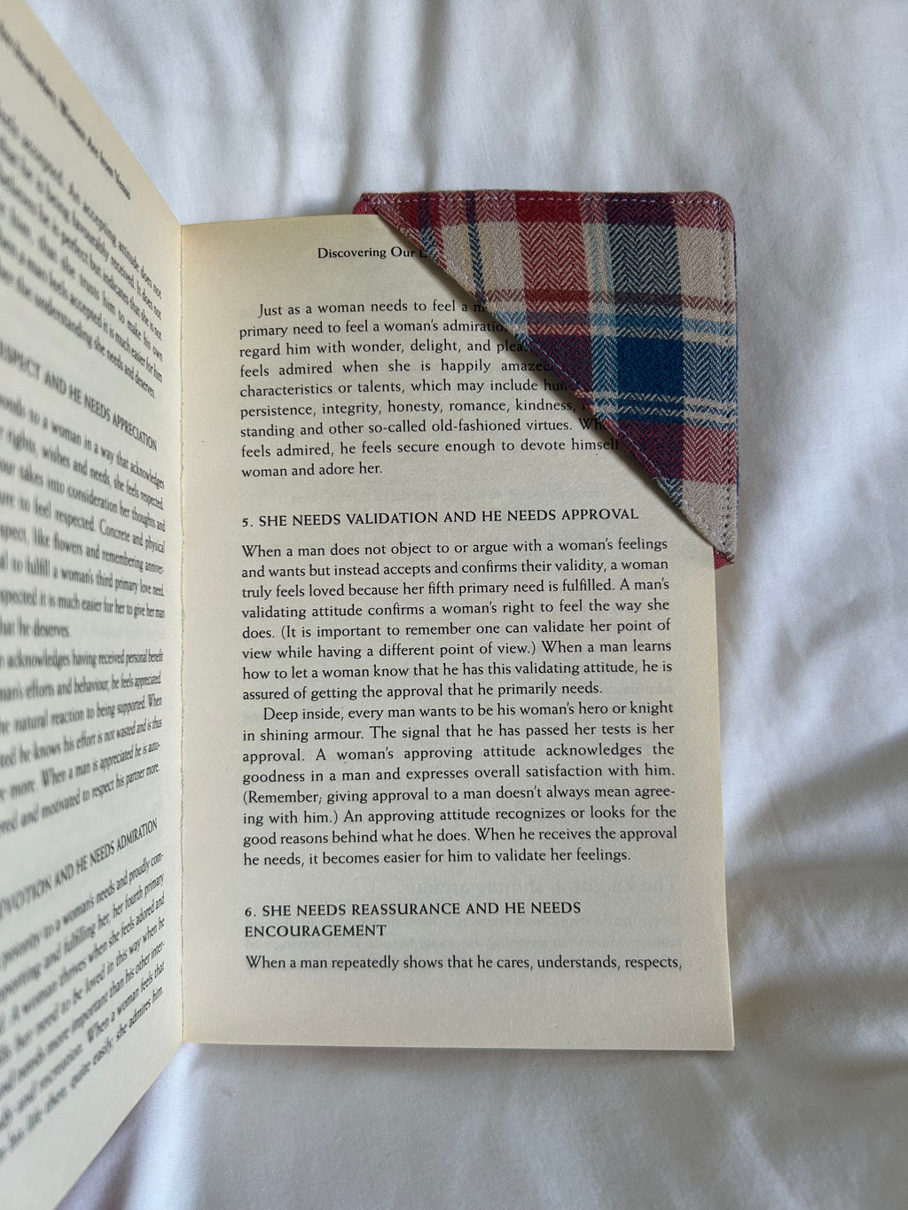 Red and blue plaid corner bookmark
