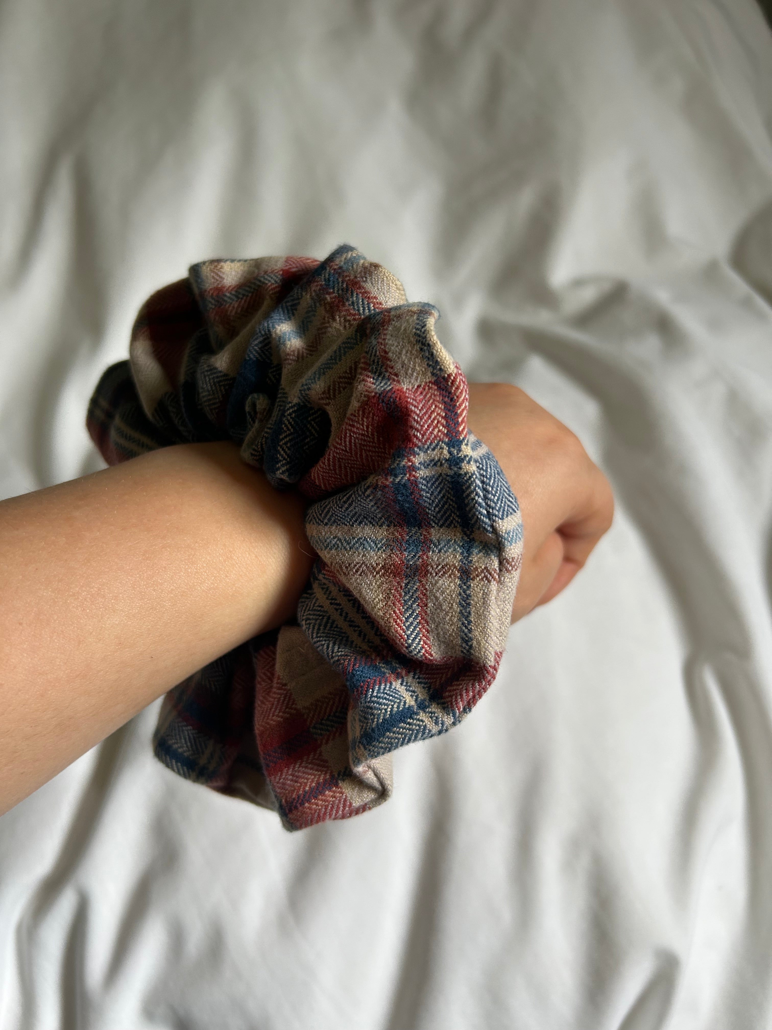 Red and blue plaid scrunchie